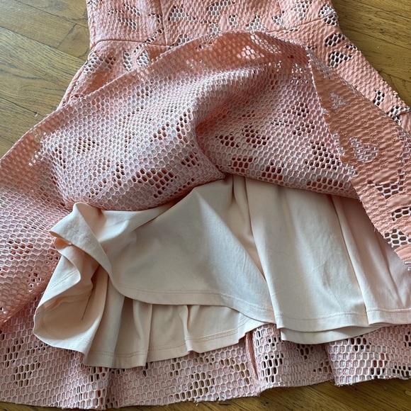 asos Fit & Flare Floral Embroidery Textured Peach Mini Dress Size 6 - Picture 8 of 15